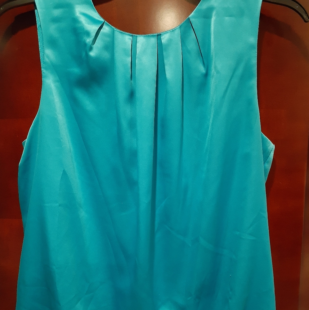 Blue Silk Flowy Formal Tank Top